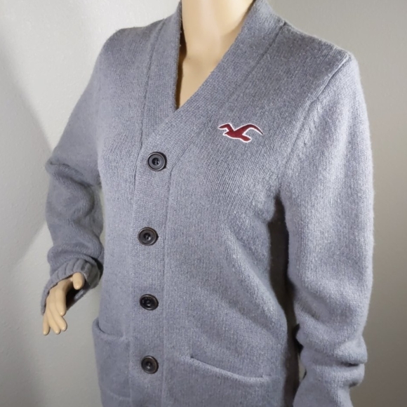 HOLLISTER GRAY BUTTON DOWN JACKET SIZE LARGE - Picture 2 of 8